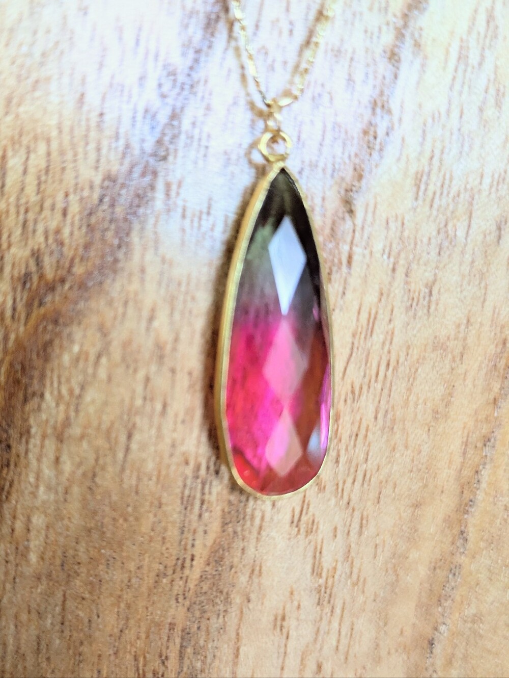 Artisan Made Watermelon Stone Necklace - Picture 5 of 16